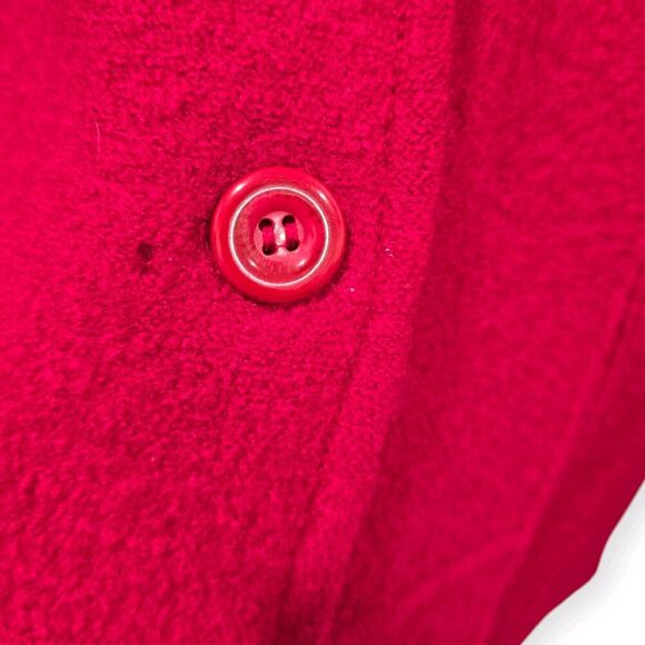 CAMBRIDGE DRY GOODS Size M 100% Wool Button Front Sweater Jacket Red Classic - Picture 6 of 6